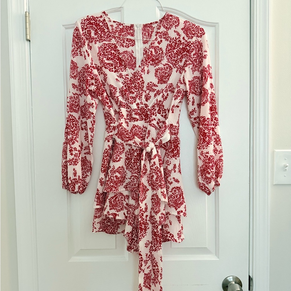 Floral Wrap Dress in Red and White
